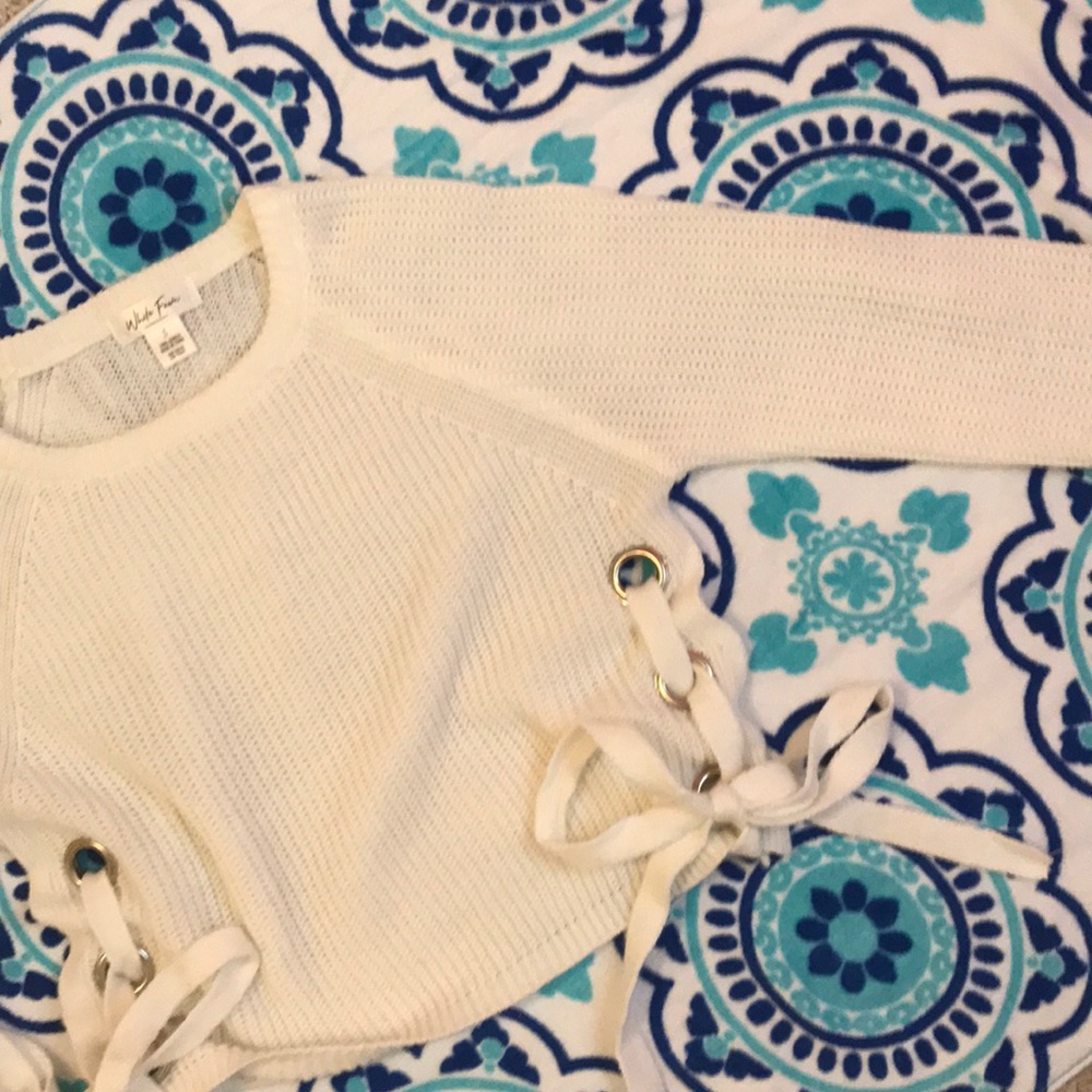 White sweater crop top
